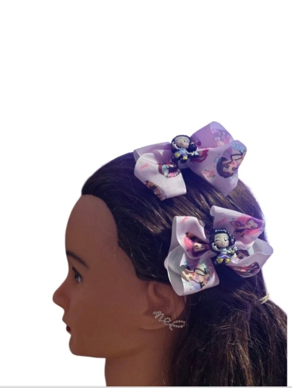 K-pop Kids Purple Character Hair Bow Clips - Set of 2